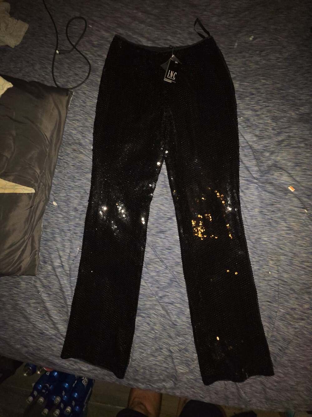 INC International Concepts NWT Sequin Flare Pants Size 2 Black Party Sparkle